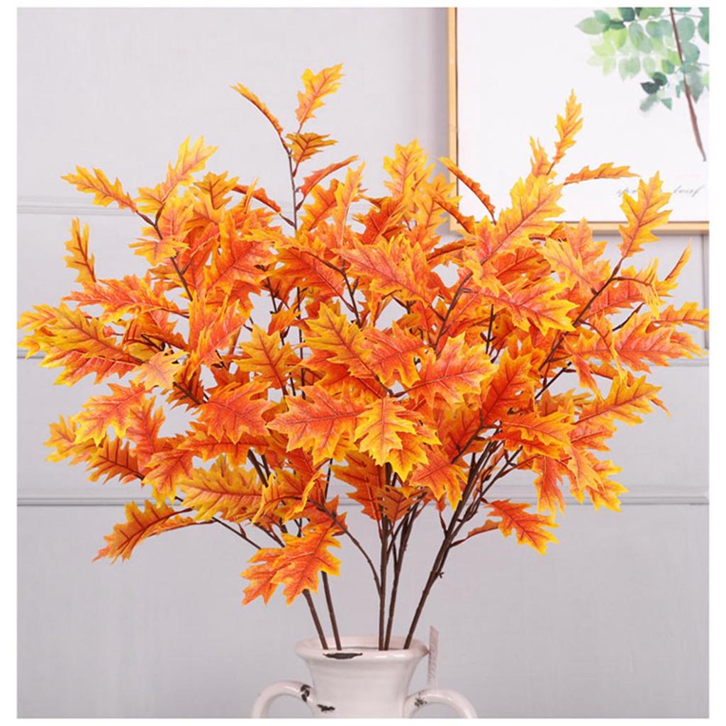 Künstliche Eichenblätter Seidenstoff Blätter Flexibler Eisendrahtstiel Dekorative künstliche Eichenblätter Heimdeko