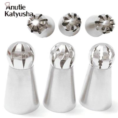 3Pcs/lot Ball Torch Nozzles DIY Flower Fondant Icing Piping Tips Cream Cake Decoration Tools