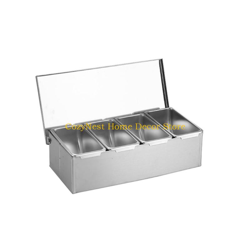 92MF Practical Nonrust Steel Spice Storage Box Multi Section Kitchen Essential For Organized Cooking And Meal Preps