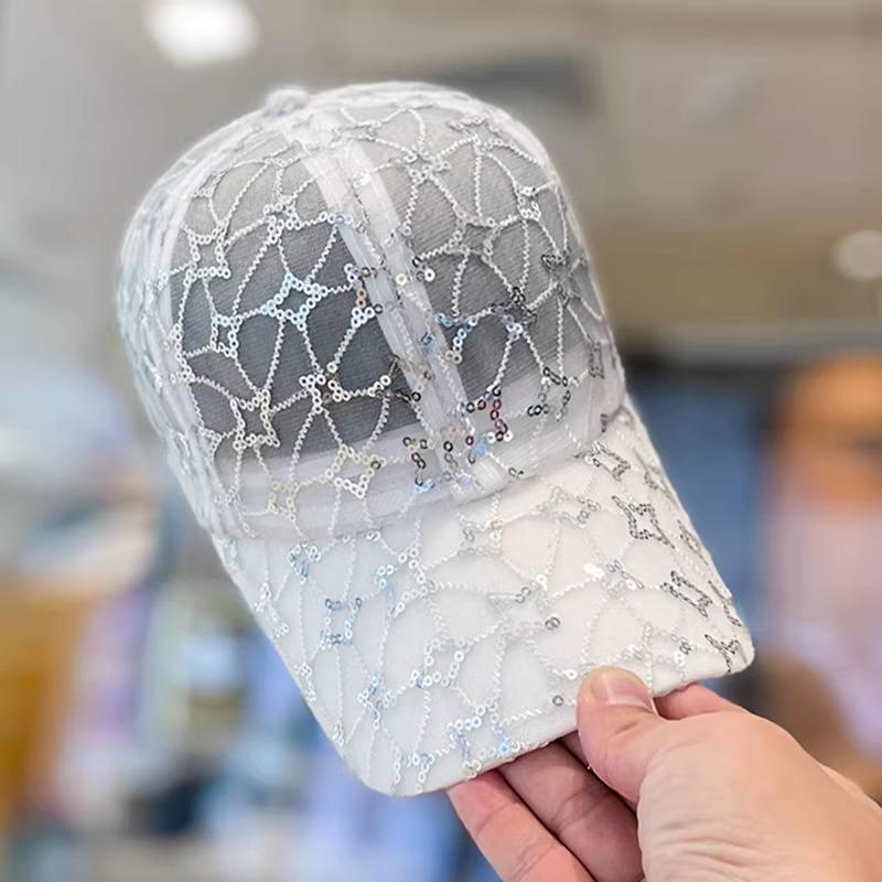 Бейсболка женская летняя повседневная модная уличная солнцезащитная кепка из дышащей сетки с пайетками Adjustable