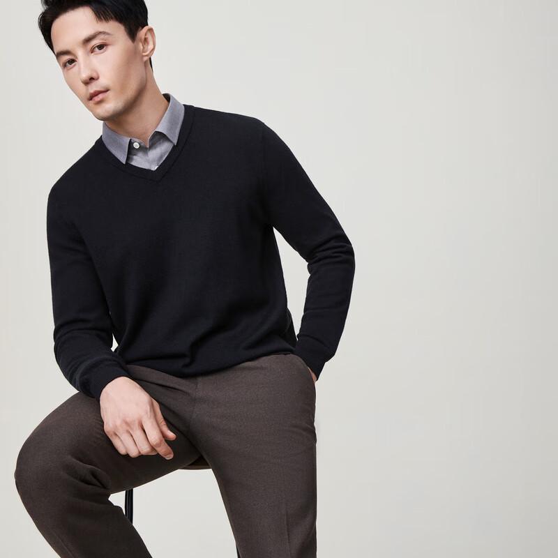 Erdos EMZ Herren V-Ausschnitt 100% Wollpullover