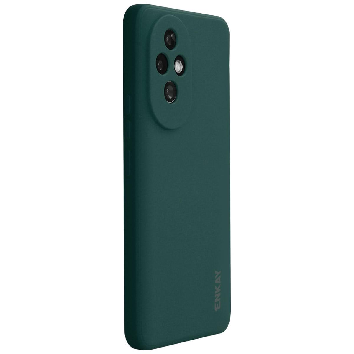 

ENKAY HAT PRINCE Чехол для Honor 200 5G Прямой край Противоударный Силиконовый Чехол для Телефона Blackish Green