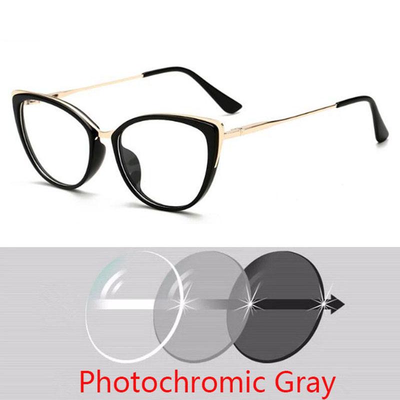 Cat Eye Spectacle Women Transparent Frame Optical Eyewear Myopia Glasses Diopter 0 -0.5 -0.75 -1.0 -2.0 -2.5 -3.0 To -6.0