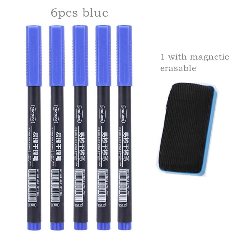 8 buc Marker Whiteboard Șters 0.5mm Vârf Fin Cerneală Neagră/Albastră/Roșie Marker Tablă Școală Birou Artă Scris Papetărie