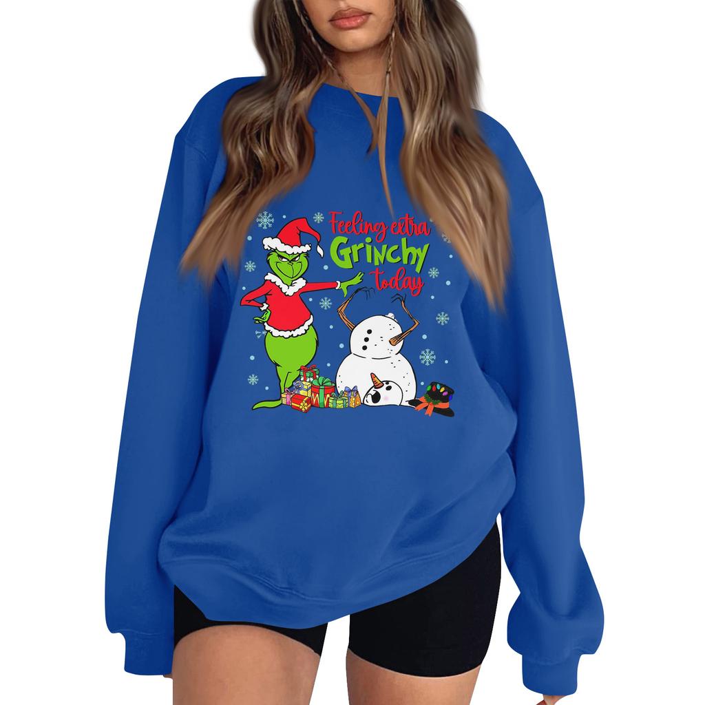 Women's Fashion Long-Sleeve Pullover Sweatshirt With Fun Christmas  Print