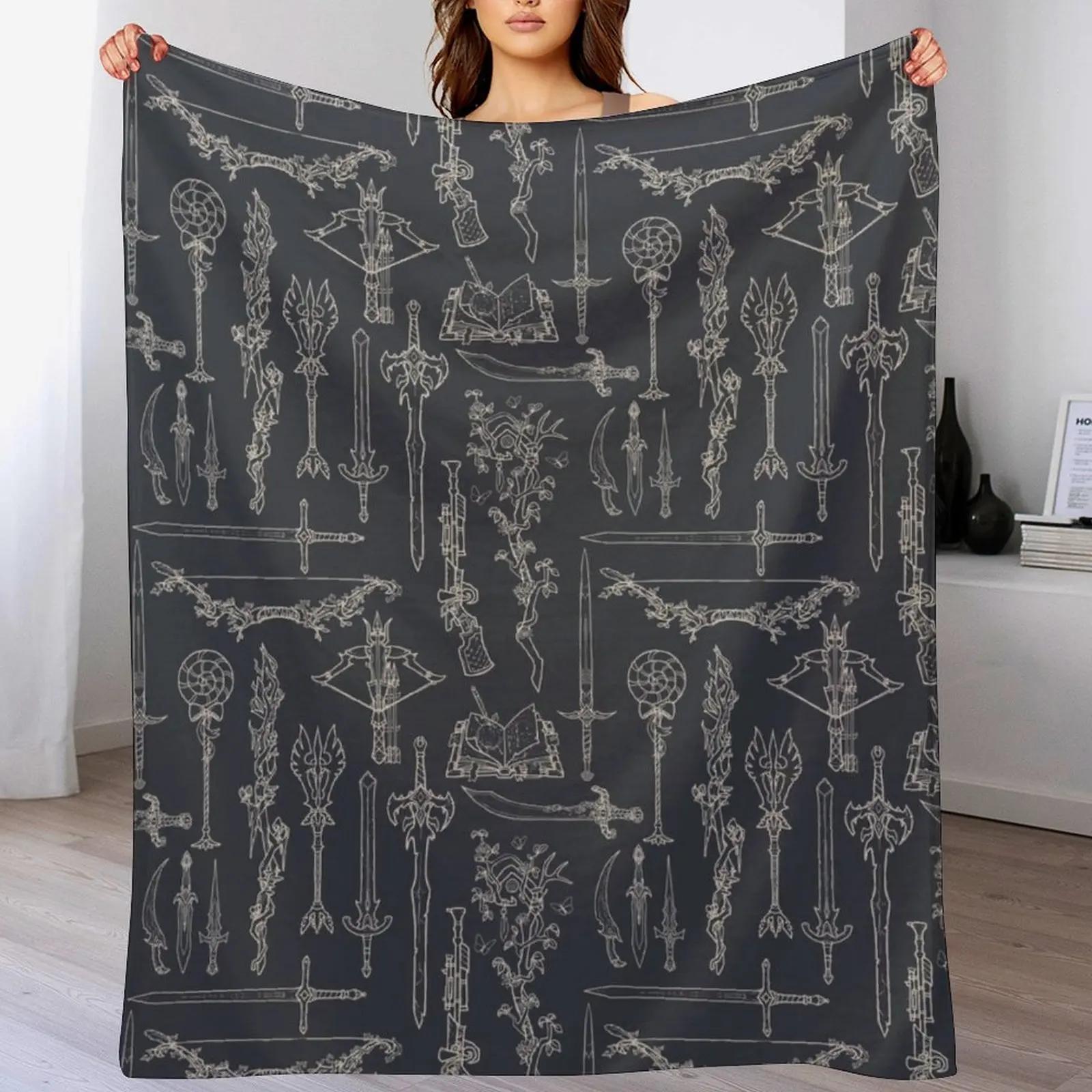 

Fantasy weapons Throw Blanket Soft Solid Color Blanket for Couch Bed 102x76cm(40x30in)