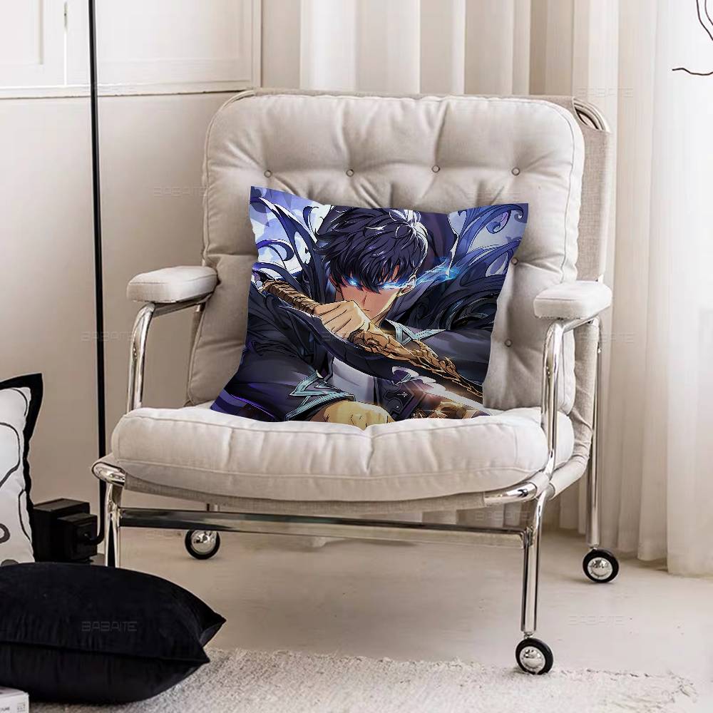 Oreiller Anime Solo Leveling Oreiller Anime Housse de Coussin de Tête de Canapé Lit Housse de Coussin 45x45 cm Mode