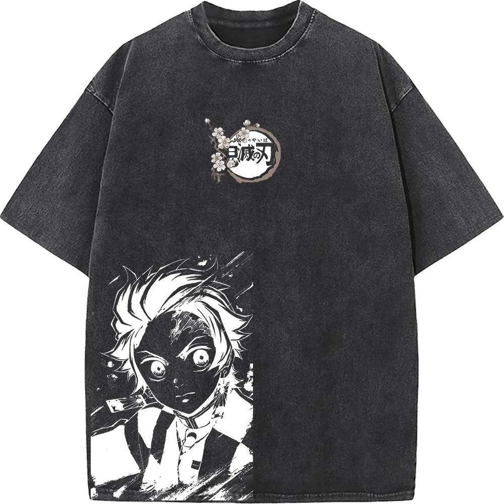 Anime Koszulka Graficzna Kamado Tanjirou Męska Koszulki Manga Oversize Bawełniana Koszulka Harajuku Męska Vintage Top