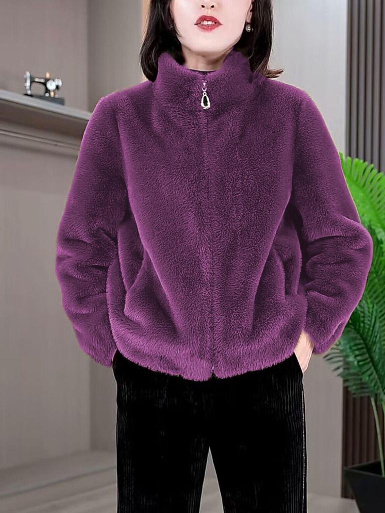 2023 Autumn/Winter Oversized Korean Style Plush Fleece Jacket for Women