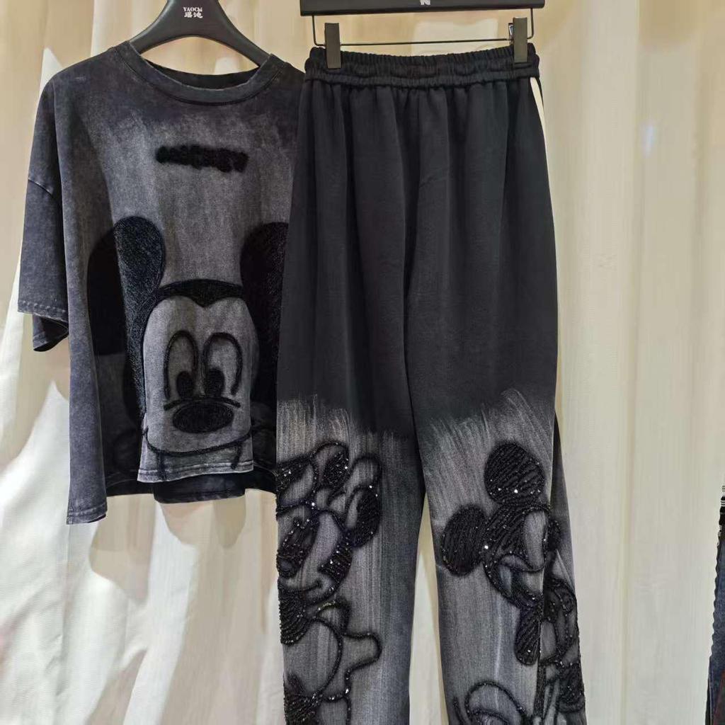 Retro Mickey Print High-Waist Loose Casual Pants for Women - Spring/Summer Collection, Plus Size Available