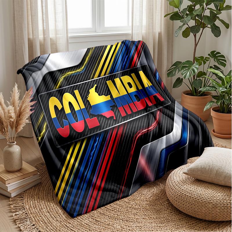 Colombia Football Printed Flannel Blanket Skin Friendly Warm Decorative Throw for Indoor Couch Bed Daily Use