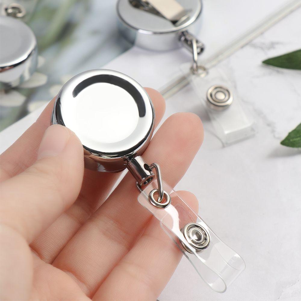 1pc Office Supplies Stationery Anti-Lost Clip Metal Key Ring Lanyards Retractable Badge Holder
