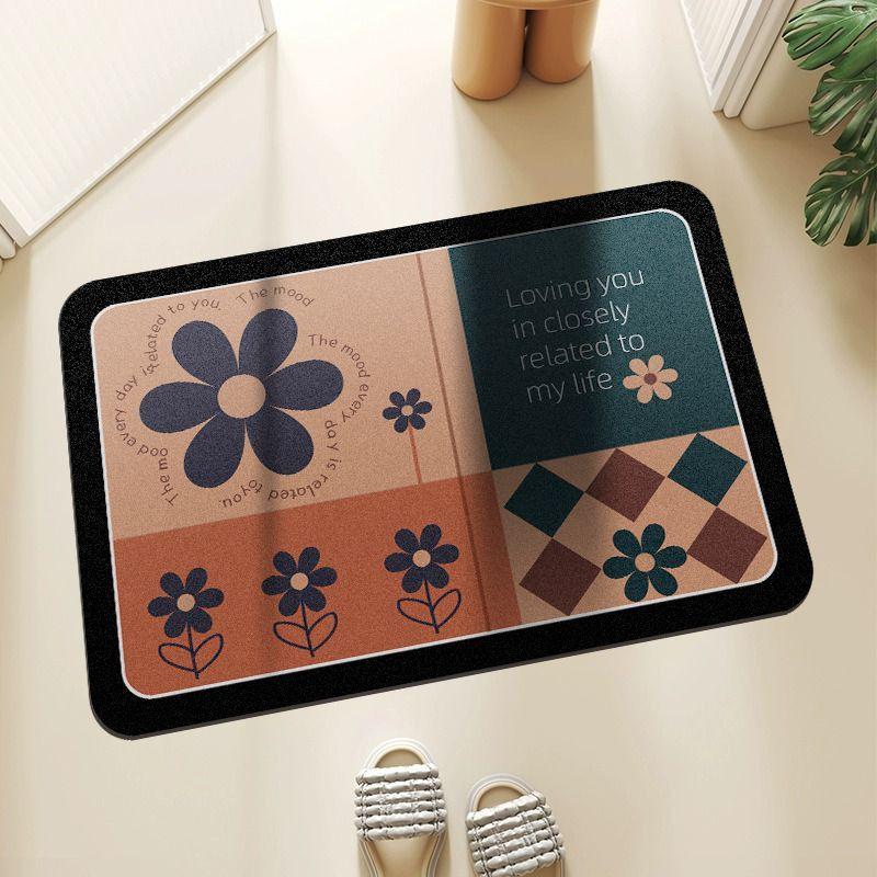 Light Luxury Bathroom Absorbent Floor Mat, Bathroom Door Toilet Non-slip Mat, Bathroom Carpet Quick-drying Foot Pad Anti-drop