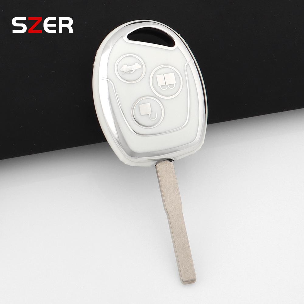 Fashion Tpu Car Key Case Cover For Ford Mondeo Focus Fusion Fiesta Galaxy Transit 2008 2006 2007 Shell Fob Keychain Accessories