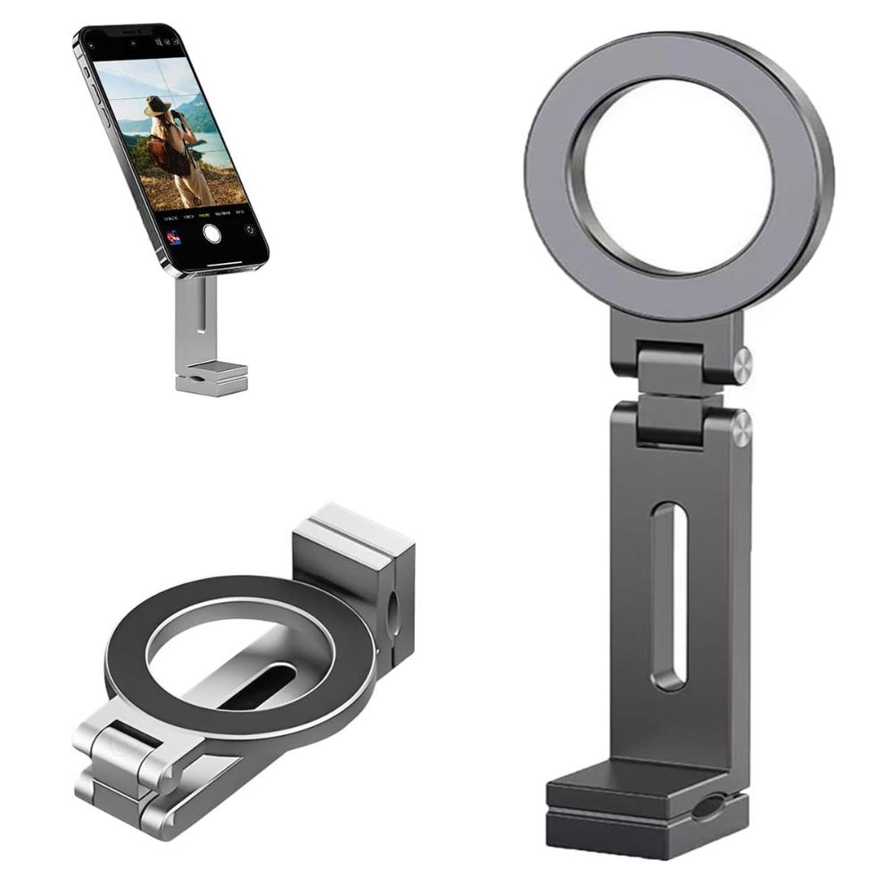 

Магнитная подставка для телефона - Регулируемая складная держатель для телефона с сильными магнитами Портативный дорожный кронштейн для телефона Совместим с iPhone чёрный