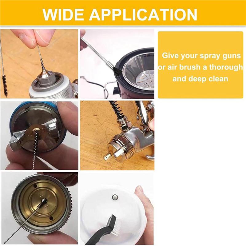 A27F-Sprayer Cleaning Kit 34 Pcs Multi-Purpose Paint-Gun Brush Cleaner Tool With Nylon Mini Tube Brushes And Needles