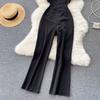 Summer Casual Square Collar Jumpsuit Women High Waist Elegant Loose Wide Leg Cargo Pants Female Fashion High Street Wipe Your Chest Strap Jumpsuit
