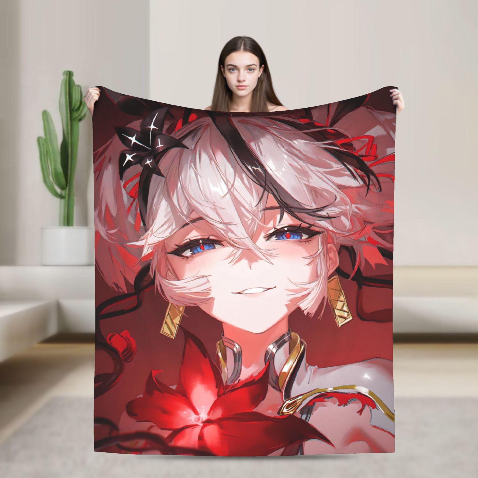 

Wuthering Waves WuWa Camellya Wool Fashion Blanket Game Anime Novelty Throw Fashion Blanket for Sofa Bedding Lounge 150*125cm Soft 75x90cm