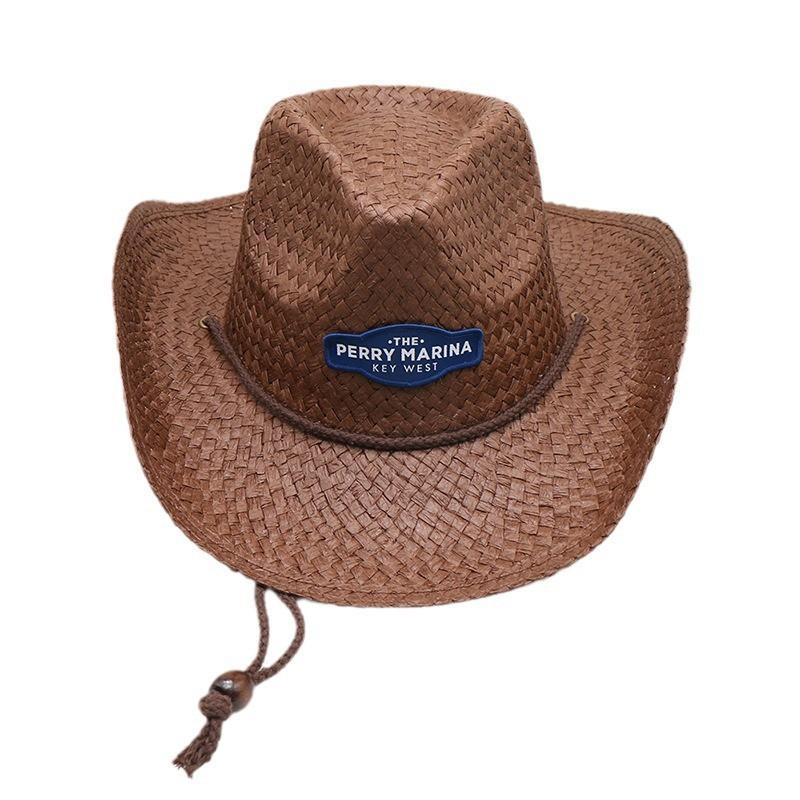 Unisex Wide Brim Straw Cowboy Hat Outdoor Travel Beach Sun Protection