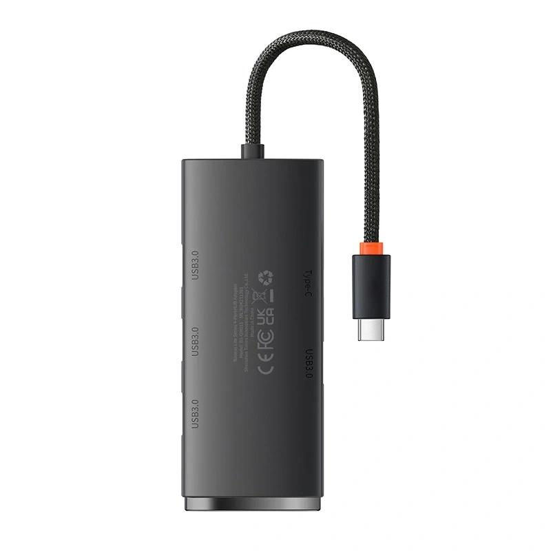Hub 4W1 Baseus Lite Series Usb-C Do 4X Usb 3.0 + Usb-C, 25Cm (Czarny)