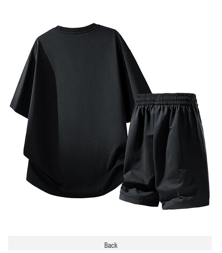 2026 Men's Ice Silk Summer Casual Two-Piece Set: Trendy Short Sleeve T-Shirt & Shorts Combo