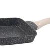 Frying Pan Aluminium Fast Conduction 3 Layers Thickened Wooden Handle Cooking Skillet for Family