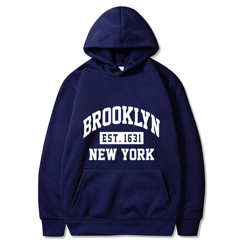 New York Brooklyn 1631 Printed Hoodie Classic Long Sleeve Jacket Daily Casual Autumn/Winter Sweatshirt Street Warmth Sweatshirt