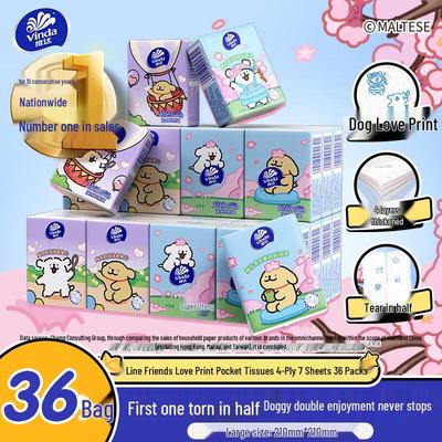 Pañuelos de Bolsillo Ultra-Resistentes de 4 Capas, Edición Qixi Línea Amor de Perro