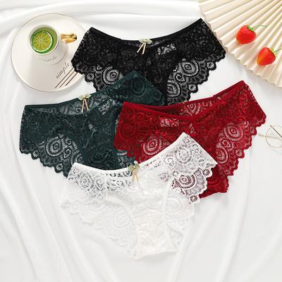 Spitze Damen Dreieck Sexy Slips Mittelhohe Taille Dessous Damenunterwäsche Große Größe Slips