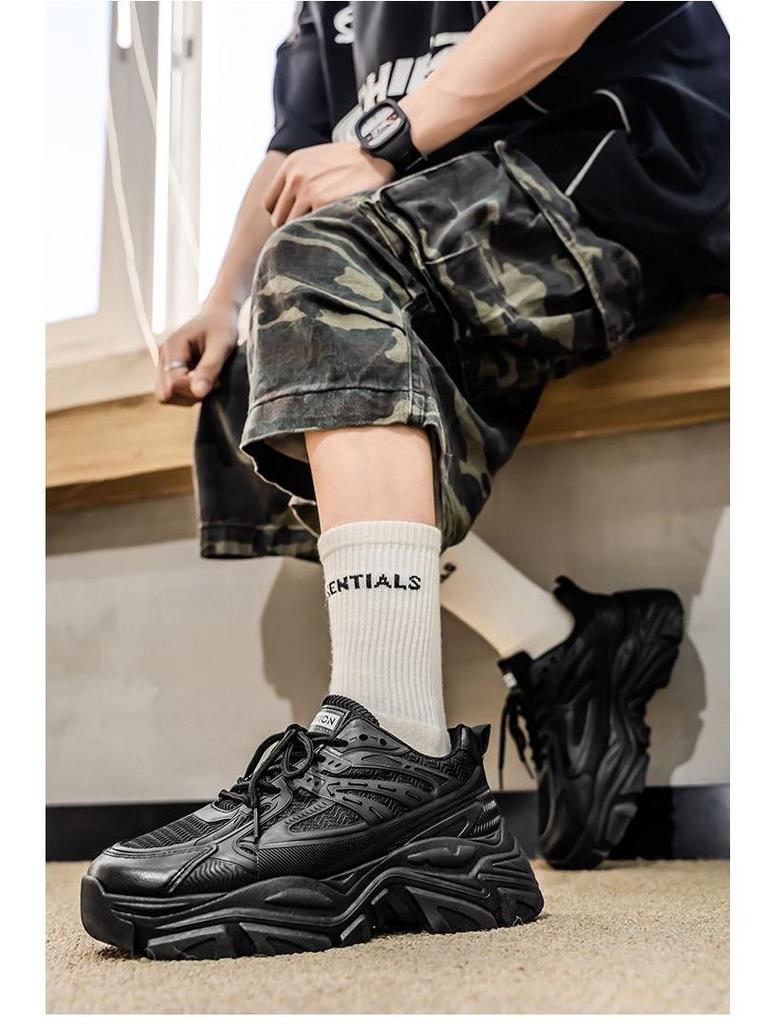Men's Trendy Korean-Style White Summer Sneakers: Versatile, Thick-Soled Casual Sports Shoes for Teens and Dads
