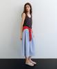 Yulago Stripe Shirring Button Skirt