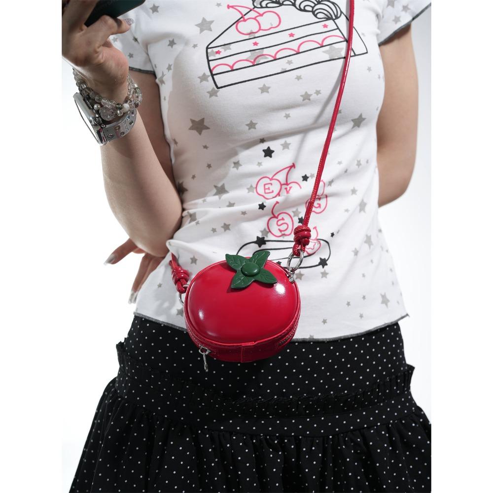 Schoolbag Women's Red Tomato Crossbady Bag Portable Lightweighte Mini Sac Femme Lipstick Earphone Small Circular Bolsos Mujer Bags For Woman Bolso