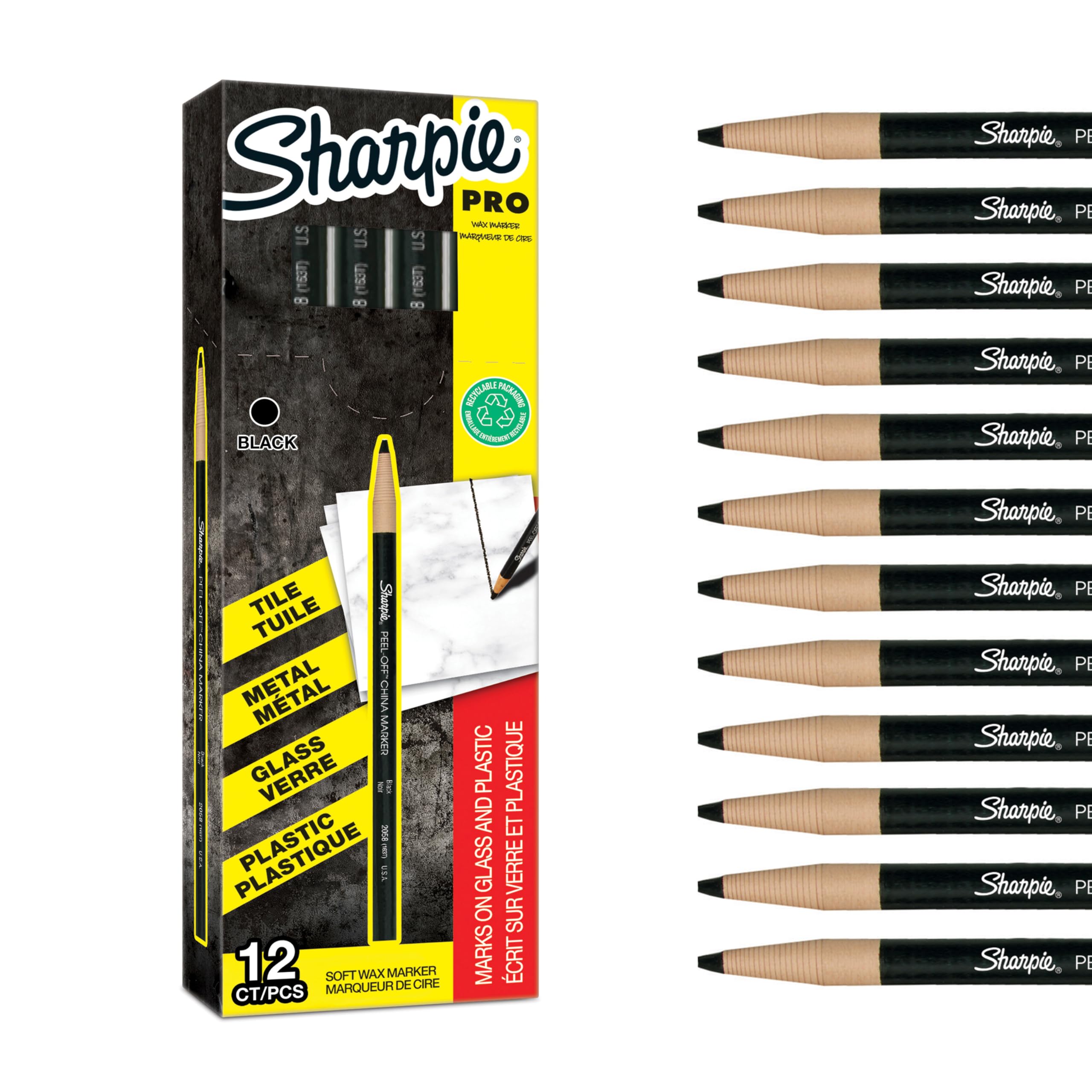 

Sharpie China Wax Marker Pencil Unwraps to Sharpen Black S0305070 of Markers Peel-off Ref. [Pack 12] (Used)
