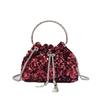 2026 Womens Crystal-Embellished Crossbody Bag Fringe Detail Small Square Shoulder No Top Handle