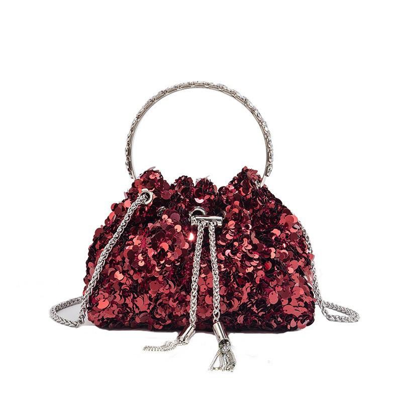 2026 Womens Crystal-Embellished Crossbody Bag Fringe Detail Small Square Shoulder No Top Handle