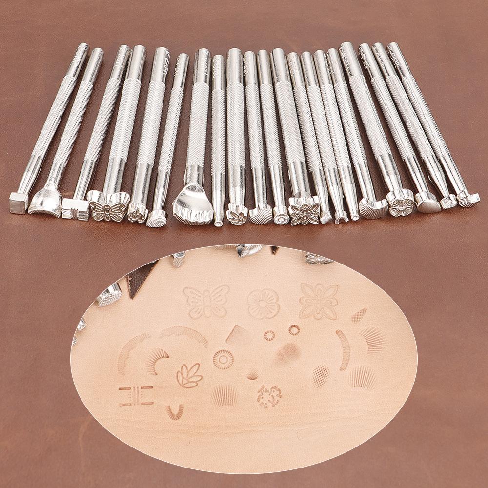 20pc/set DIY Leather Stamping Carving Tool, Various Shapes for Leather Printing Punching Set, Manual Leather Craftsmanship Tool