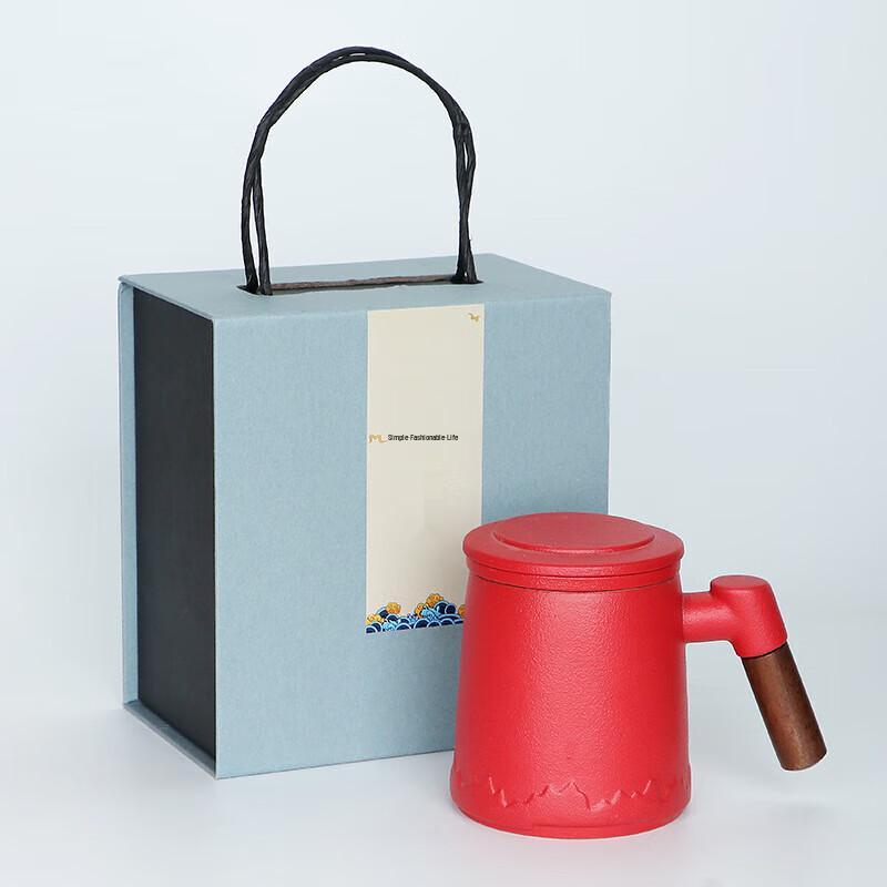 

Ceramic Tea Mug with Filter and Wooden Handle Gift Set