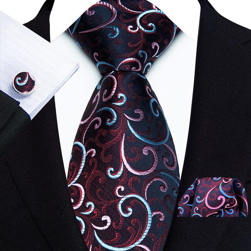 Floral Stripe Paisley Artistic Men's Tie, Pocket Square & Cufflinks Set - 2025 Edition