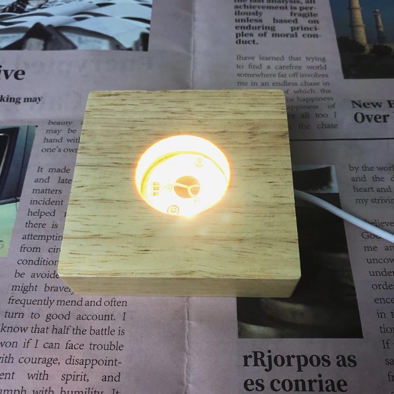 LED Lights Display Base Wooden Lighted Base Stand Compatible for w/ La-ser Crystal Glass Resin Art Colorful /White/Warm