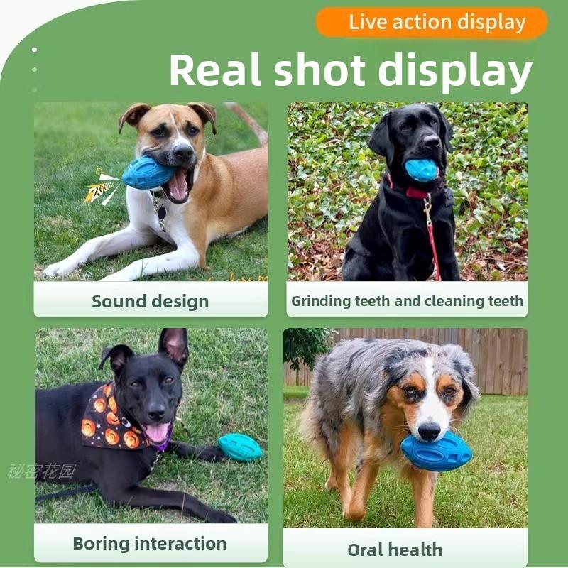 Rugby Ball Dog Squeaky Toy Pet Chew Balls For Medium Large Dogs Gift Durable
