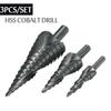 3Pcs/Set 4-32Mm Hss Cobalt Step Stepped Drill Bit Set Nitrogen Spiral Hole