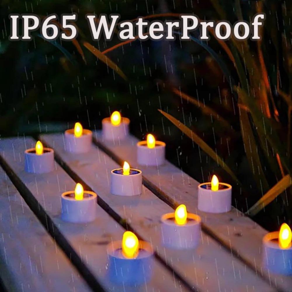 6pcs Solar Tea Lights LED Candle Light Outdoor Waterproof Energy Electronic Flickering Solar Lamp for Party Garden Home Decor