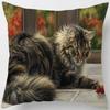 45x45cm Cute Cat Print Square Pillowcase Living Room Sofa Car Office Cushion Cover Bedroom  Home Decoration
