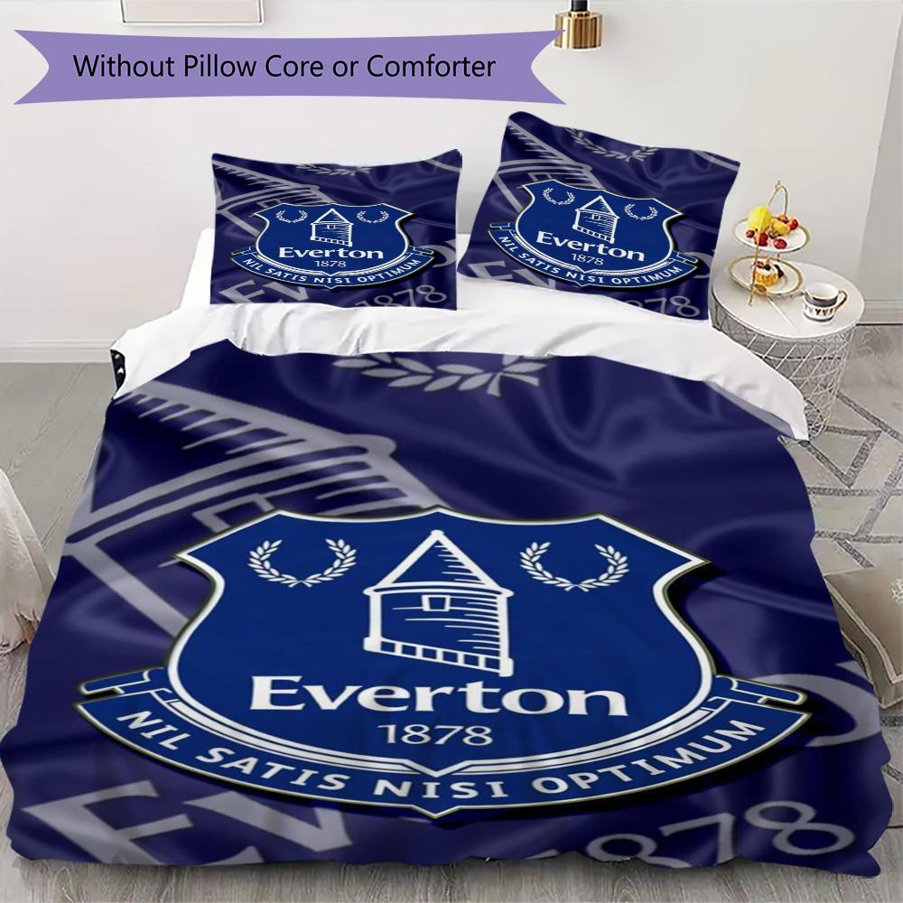 Everton FC Pattern Bedding Uilt Set Uilt Cover Pillowcase Home Decoration Birthday Gift (1 * Duvet Cover + 2 * Pillowcase  Without Core)41
