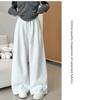 Women's Spring Arrival American-Style Grey Low-Rise Sweatpants, Drapey Comfortable Straight-Leg, Loose Wide-Leg Floor-Length Pants