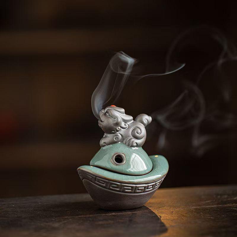 Κινέζικος Μίνι Λιβανωτήρι Pixiu - Διακόσμηση Feng Shui για Ευημερία και Καλή Τύχη για Χρήση στο Σπίτι, το Γραφείο, για Διαλογισμό & Ζεν Βωμό