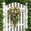 Yousheng 24" Tulip Teardrop Swag for Front Door Spring Artificial Teardrop Wreath with Burlap Bow for Farmhouse Kitchen Wall Mantel