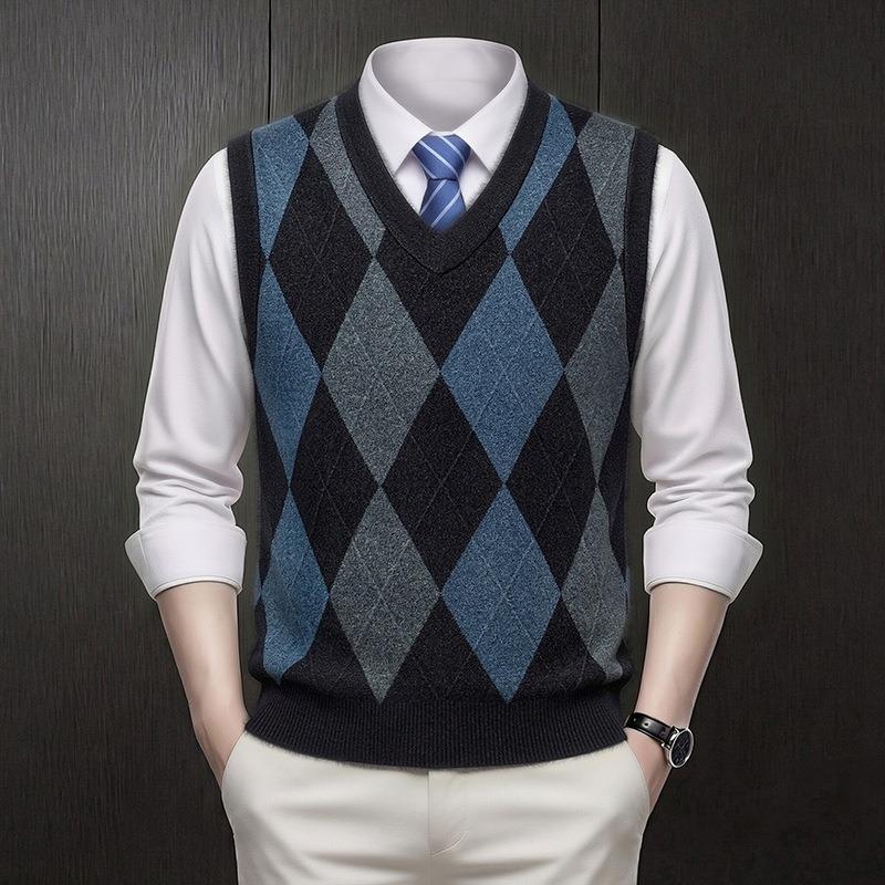 Men S Knit Vest V Neck Sleeveless Pullover Business Casual Sweater
