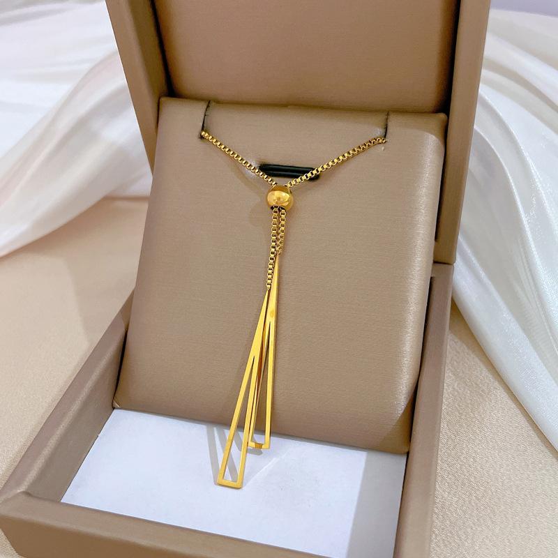 Popular Element Personality Minimalist Wind Furnace Real Gold Necklace Female Collarbone Chain