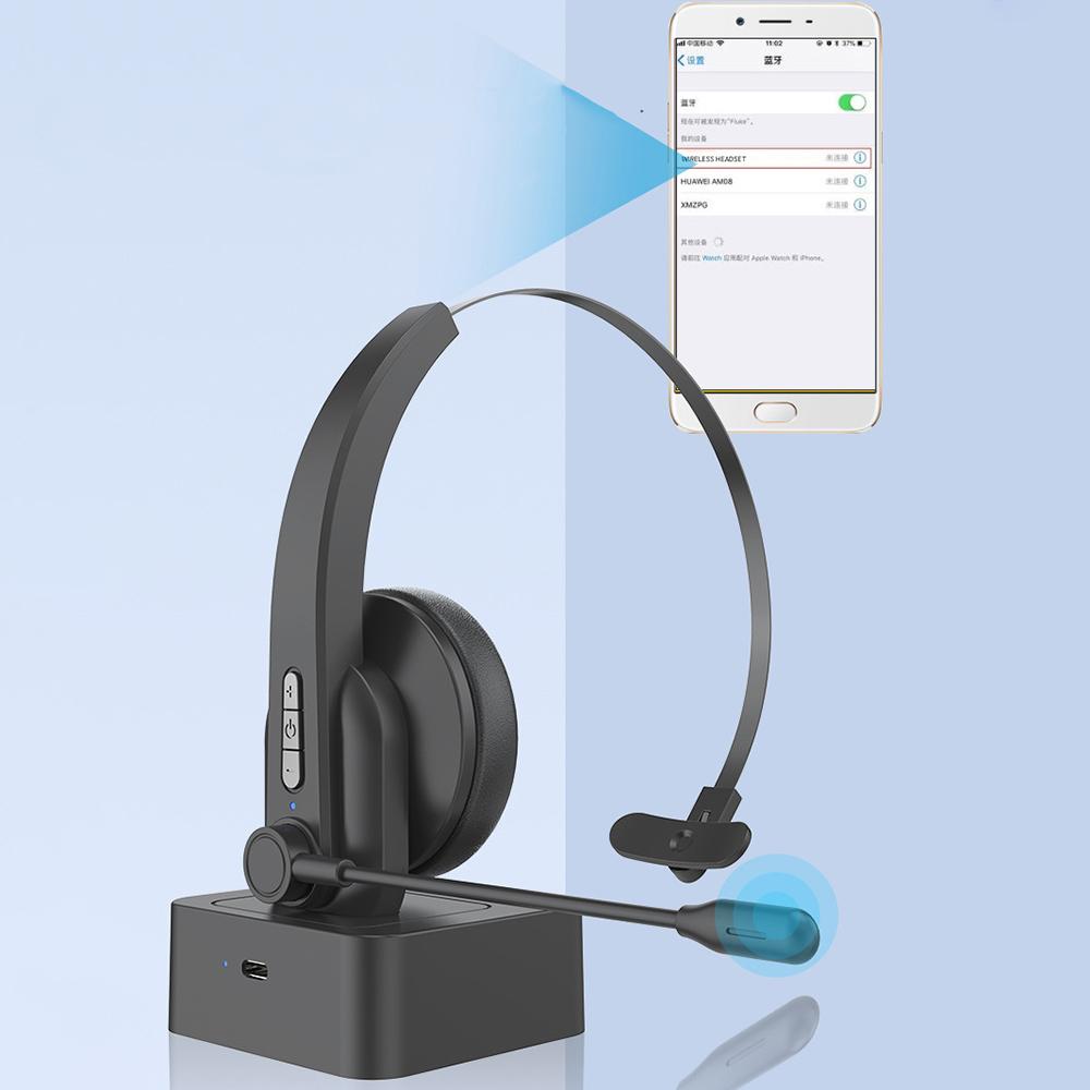 1 Pcs For PC Telephone Bluetooth 5.0 Wireless Headset With Noise Cancelling Mic